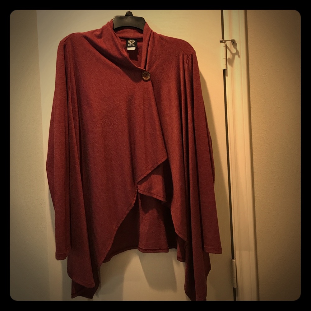 Crossover button burgundy cardigan size L